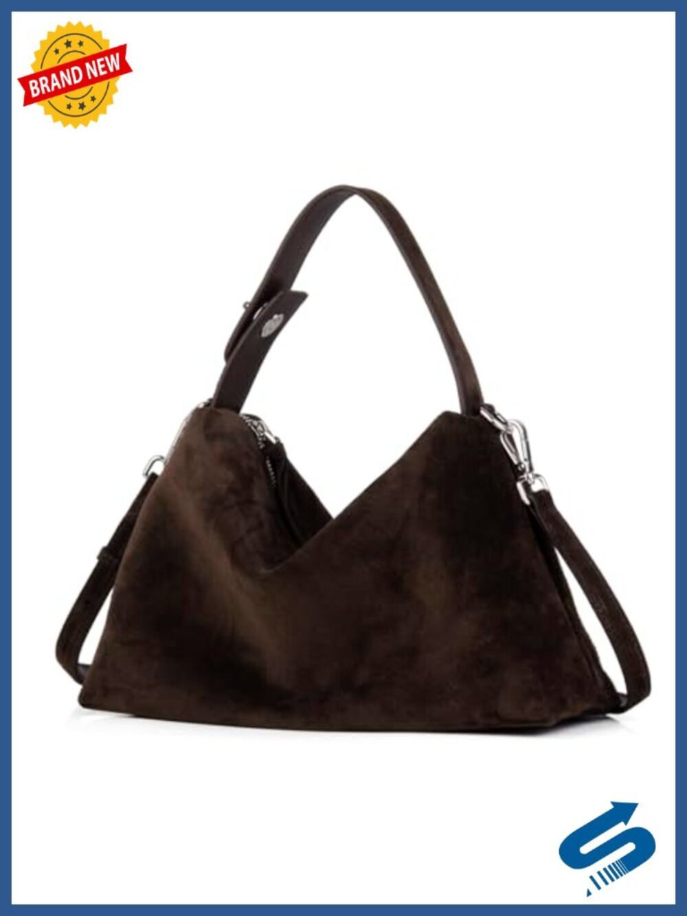 Premium Suede Leather Crossbody Bag Slouchy Shoulder Tote with Adjustable Strap